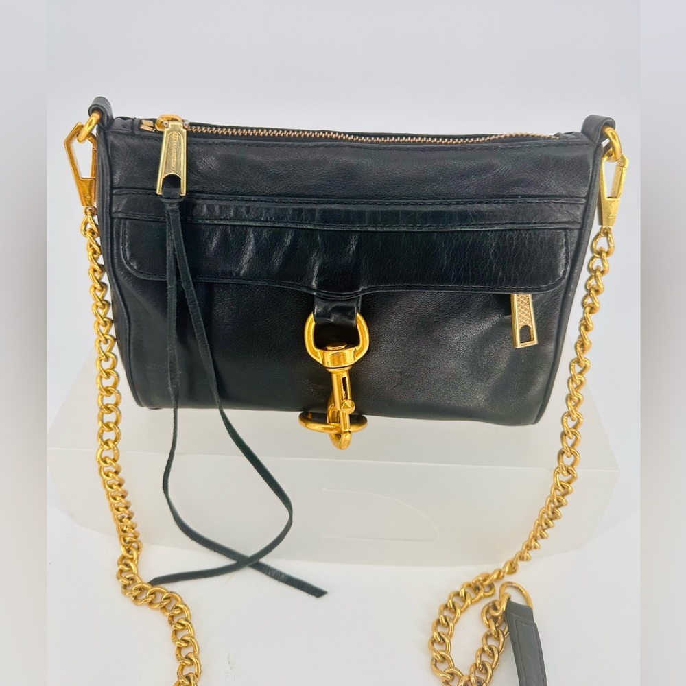 Rebecca Minkoff Black Leather Crossbody Bag w/ Gold Hardware